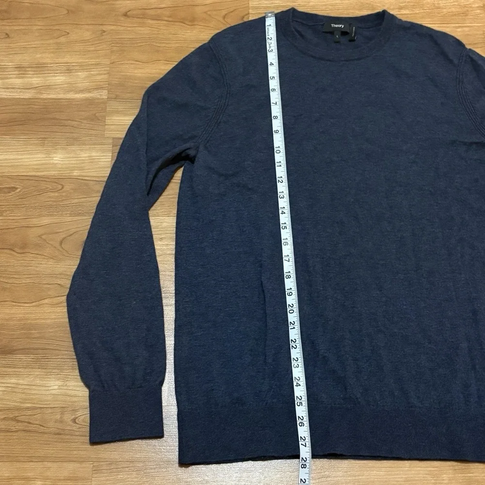 Theory Sweater Mens Large Navy Blue Wool Blend Pullover